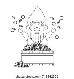 cute gnome with treasure chest character