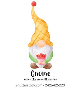 Cute Gnome Watercolor Illustration Vector