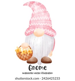 Cute Gnome Watercolor Illustration Vector