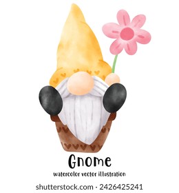 Cute Gnome Watercolor Illustration Vector