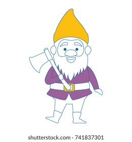 cute gnome with woodcutter ax character
