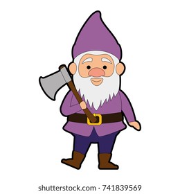 cute gnome with woodcutter ax character