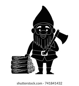 cute gnome with woodcutter ax character