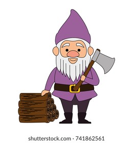 cute gnome with woodcutter ax character