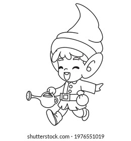 cute Gnomeboy coloring page with ouline.Coloring book for kids.Vector illustrations.Amazon kdp no content.