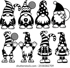 Cute Gnomes With Candies Icons