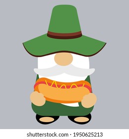 Cute gnomes with fast food, vector illustration