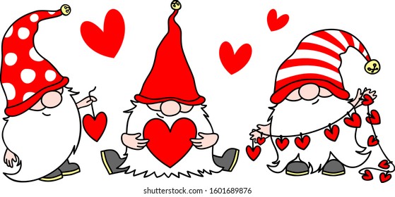 Gnomes Clipart COMMERCIAL USE Gnomes Scandinavian Gnomes Blue Gnomes Valentines Day Couple Graphics Gnomes Graphics Love Clipart