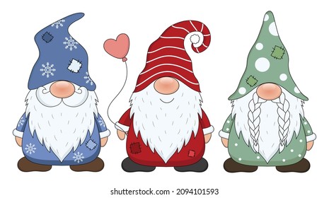 Cute Gnomes Isolated On White Background Stock Vector (Royalty Free ...