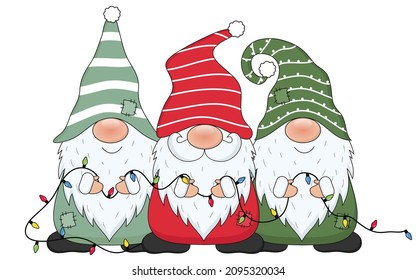 Cute Gnomes isolated on a white background. Gnomes cartoon set vector illustration.