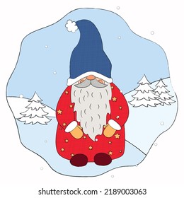 cute gnomes, Santa's helpers, Christmas illustration with gnomes, ready-made banners with Santa's helpers