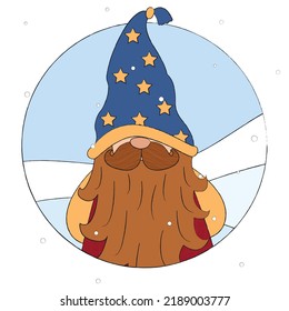 cute gnomes, Santa's helpers, Christmas illustration with gnomes, ready-made banners with Santa's helpers