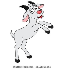 Cute Goat Animal Cartoon Illustration
