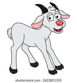 Cute Goat Animal Cartoon Illustration