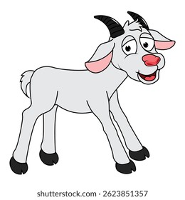 Cute Goat Animal Cartoon Illustration