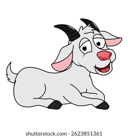 Cute Goat Animal Cartoon Illustration