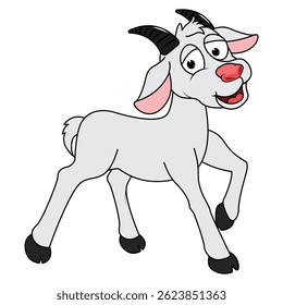 Cute Goat Animal Cartoon Illustration