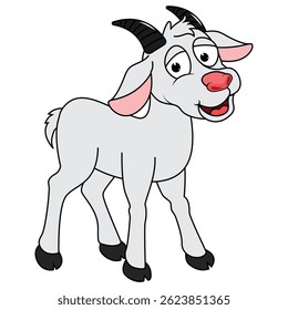 Cute Goat Animal Cartoon Illustration