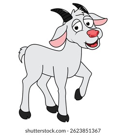 Cute Goat Animal Cartoon Illustration