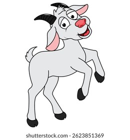 Cute Goat Animal Cartoon Illustration