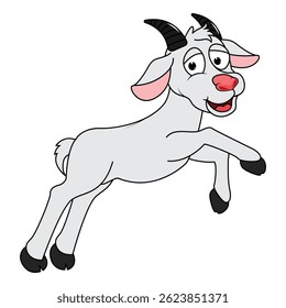 Cute Goat Animal Cartoon Illustration