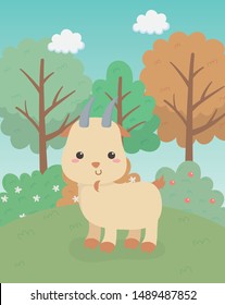 cute goat animal farm character
