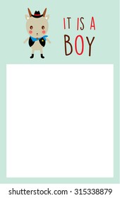 cute goat it is a baby boy announcement card