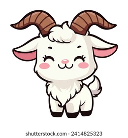 Cute goat cartoon animal Flat vector