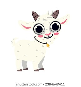 Cute goat cartoon animal vector