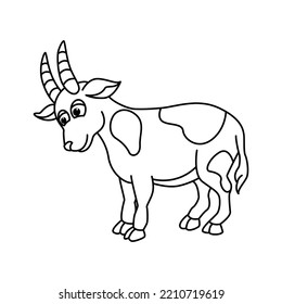 Cute goat cartoon characters vector illustration. For kids coloring book.