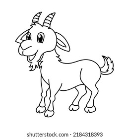 Cute goat cartoon coloring page illustration vector. For kids coloring book.