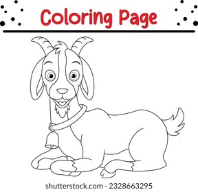 Cute goat cartoon coloring page illustration vector. For kids coloring book. Wild animal coloring pages for kids