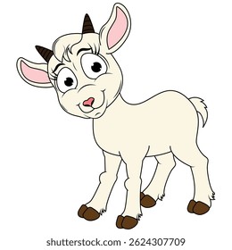Cute Goat Cartoon Illustration Design