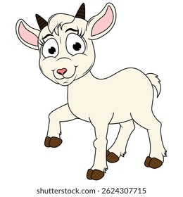 Cute Goat Cartoon Illustration Design