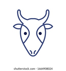 Cute goat cartoon line style icon design, Animal zoo life nature character childhood and adorable theme Vector illustration