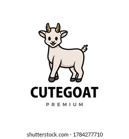 cute goat cartoon logo vector icon illustration
