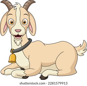 Cute goat cartoon on white background