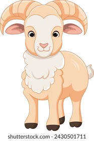 Cute goat cartoon on white background