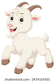 Cute Goat Cartoon mit Vektorgrafik. Tierart-Symbol Konzept isolierter Premium-Vektorgrafik