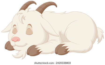 Cute Goat Cartoon Sleeping Vector Illustration. Animal Nature Icon Concept Isolated Premium Vector