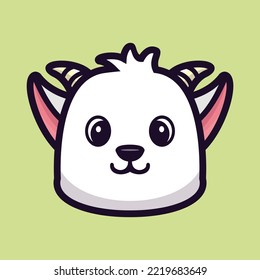 Cute Goat Cartoon Vector Icon Illustration. Flat Cartoon Style