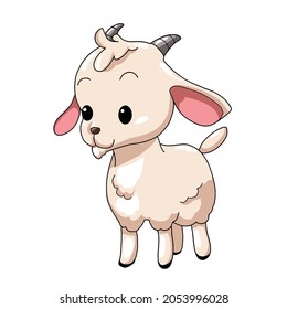 Cute Goat cartoon.Clip art.Vector illustration isolated on white background.