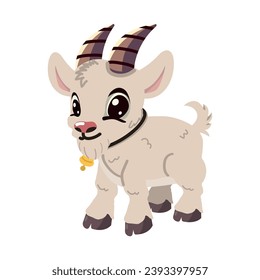 Cute goat character flat illustration