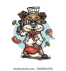 cute goat chef mascot cartoon character design