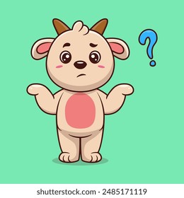 Cute goat confused cartoon vector icon illustration