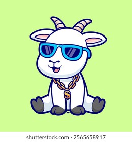 Cute Goat Cool Wearing Glasses Cartoon Vector Icon 
Illustration. Animal Nature Icon Concept Isolated Premium 
Vector. Flat Cartoon Style 