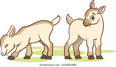 cute goat cub cartoon vector