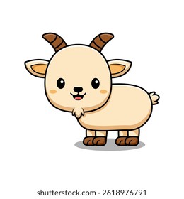 Cute Goat Eid Al Adha Animal Character Icon Illustration. Flat Cartoon Style Suitable for Web Landing Page, Banner, Sticker, Card