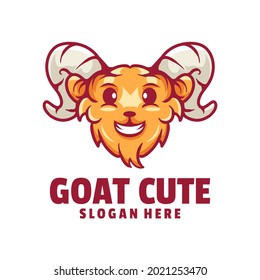 Cute Goat Face Cartoon Character Logo