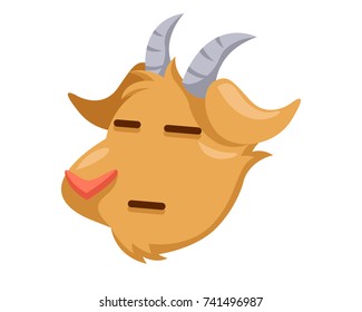 Cute Goat Face Emoticon Emoji Expression Illustration - Straight Face